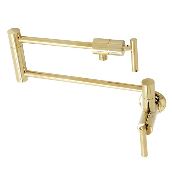 KS4102CML Manhattan Wall Mount Pot Filler, Polished Brass